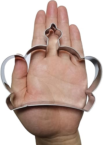 Miniatura 9 de Cortador de galletas en forma de corona de gran tamaño, cortador de galletas de acero inoxidable para reinareypríncipeprincesa, 4.4 pulgadas (modelo