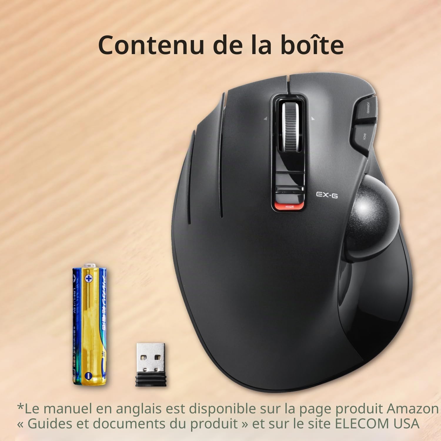 ELECOM-Japan Brand- Wireless Trackball Mouse for Left Hand, Thumb Operated Model, Ergonomic Grip, Tilt Function, 6 Buttons, Black/M-XT4DRBK