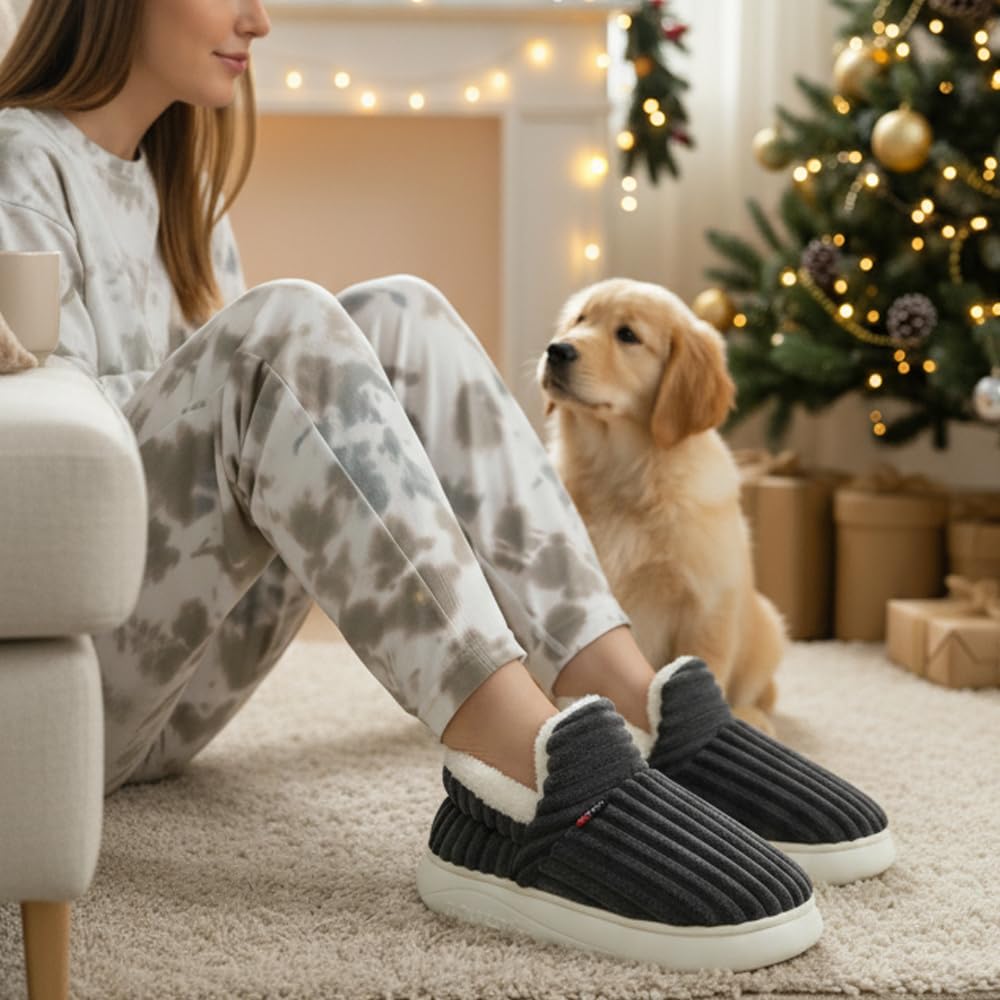 Coswind Pantofole Donna Uomo Invernali Ciabatte Calde Chiuse Peluche with Memory Foam Pelose Eleganti Comode Morbide Antiscivolo