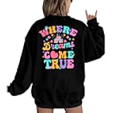 Magic Kingdom Sweatshirt for Women Castle Graphic Sweatshirts Oversized Family Vacation shirts Long Sleeve Pullover
