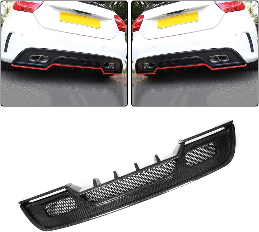 W176 CF Diffuser, fits Mercedes Benz A Class W176 A200 A260 Sport 2013-2015 Carbon Fiber Rear Lower Lip Under Spoiler Protector