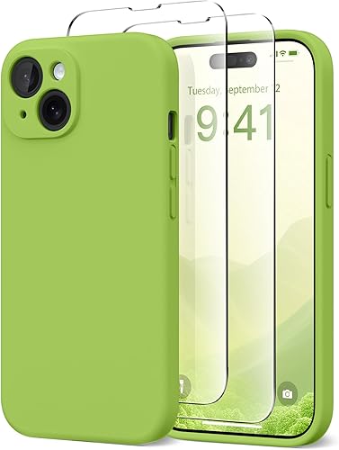 Miniatura 10 de SuydanBox Funda de silicona compatible con iPhone 15, con 2 protectores de pantalla (negro)