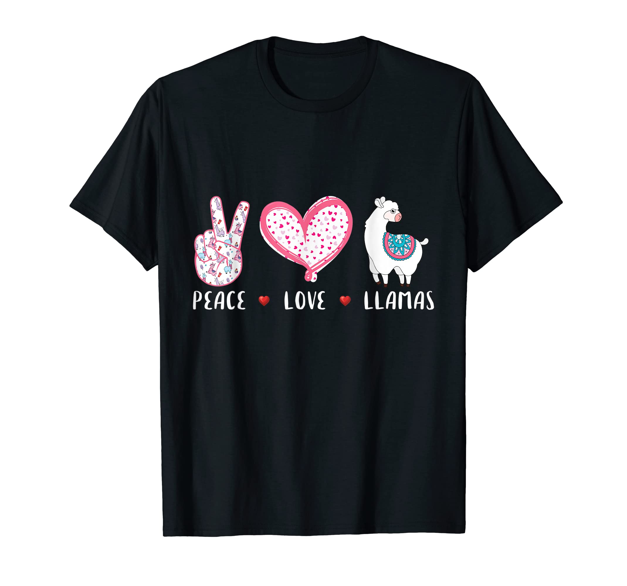 Peace Love llama Lovers Designs Co.Peace love llamas gift for girls boys kids women men llama T-ShirtOEKO-TEX STANDARD 100
