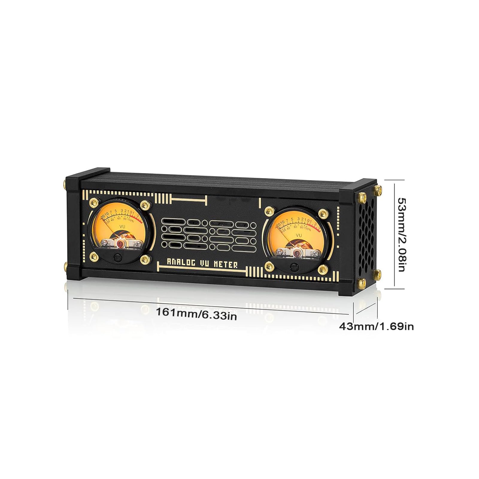 Doppio VU Meter Analogico, con Retroilluminazione RGB, Luce Ambientale per La Rilevazione del Suono, Indicatore di Livello Audio Tramite Microfono Stereo, 9 Colori/4 modalità Selezionabili