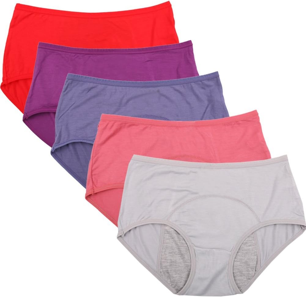 YOYI FASHION Bamboo Viscose Brief Menstrual Leakproof Panties Multi Pack US Size XXS-3XL/10