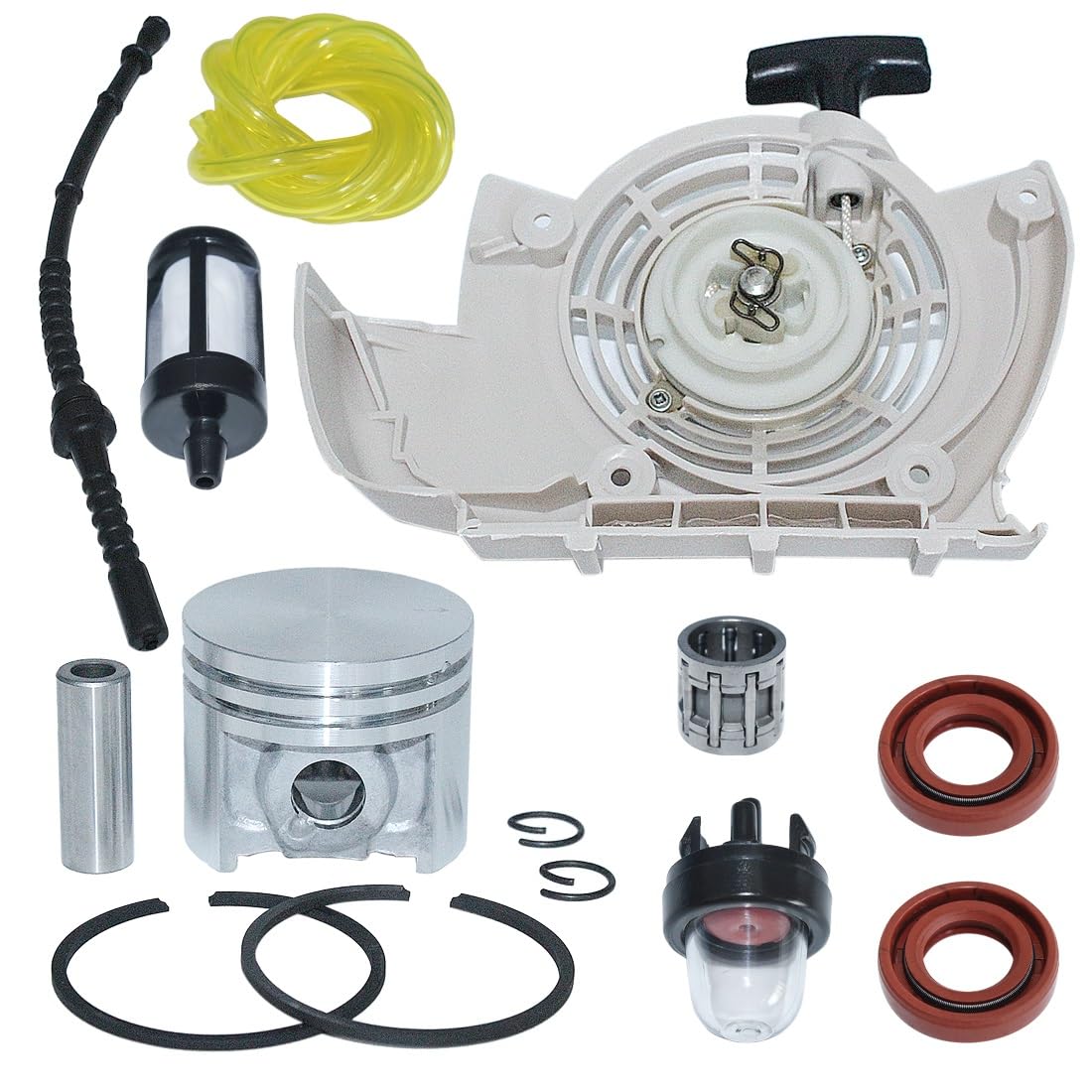 Arrancador de Retroceso for FS120 FS200 FS250, Kit de línea de Filtro de Combustible de pistón de 40mm, Recortadora de césped de 4 Tiempos, Piezas de Herramientas de jardín