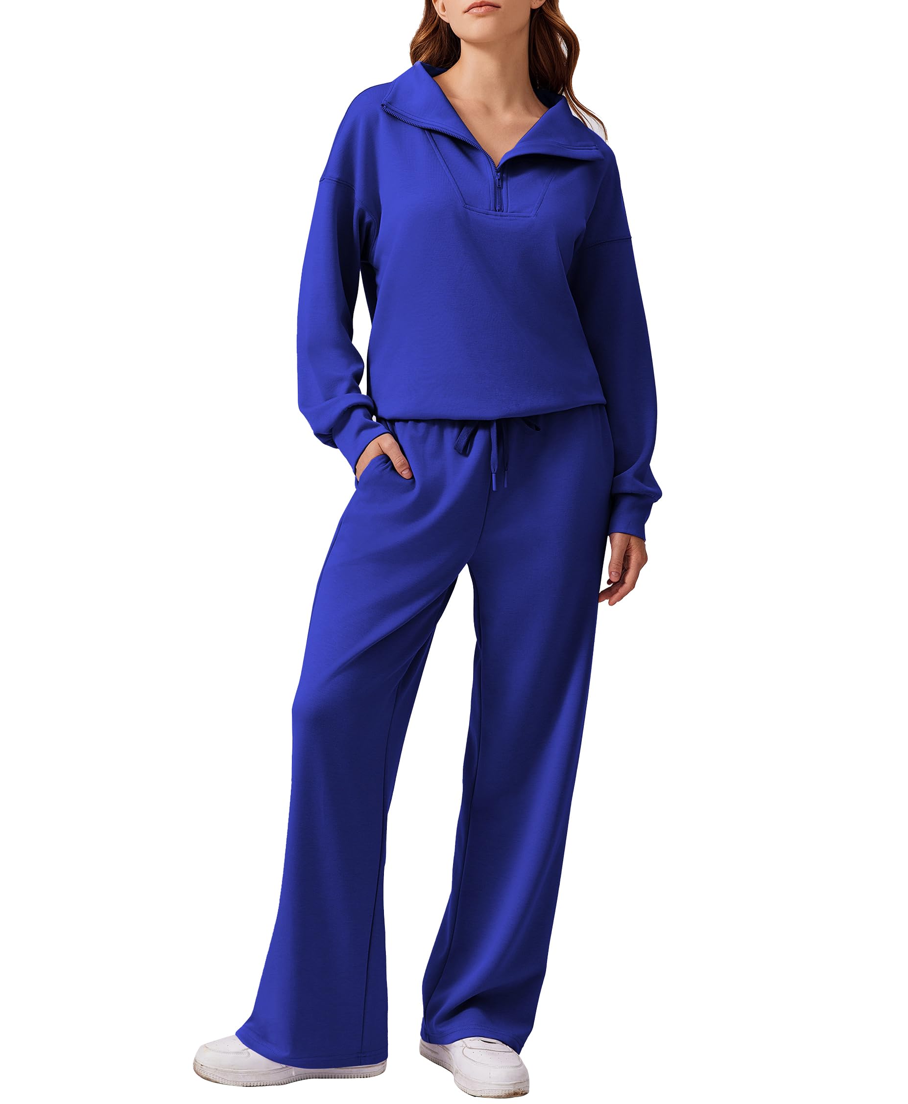 PINSPARK 2 Piece Sets for Women 2024 Fall Outfits Sweatsuit Oversized Sweatshirt Wide Leg Sweatpants Matching Set Tracksuit — view 23