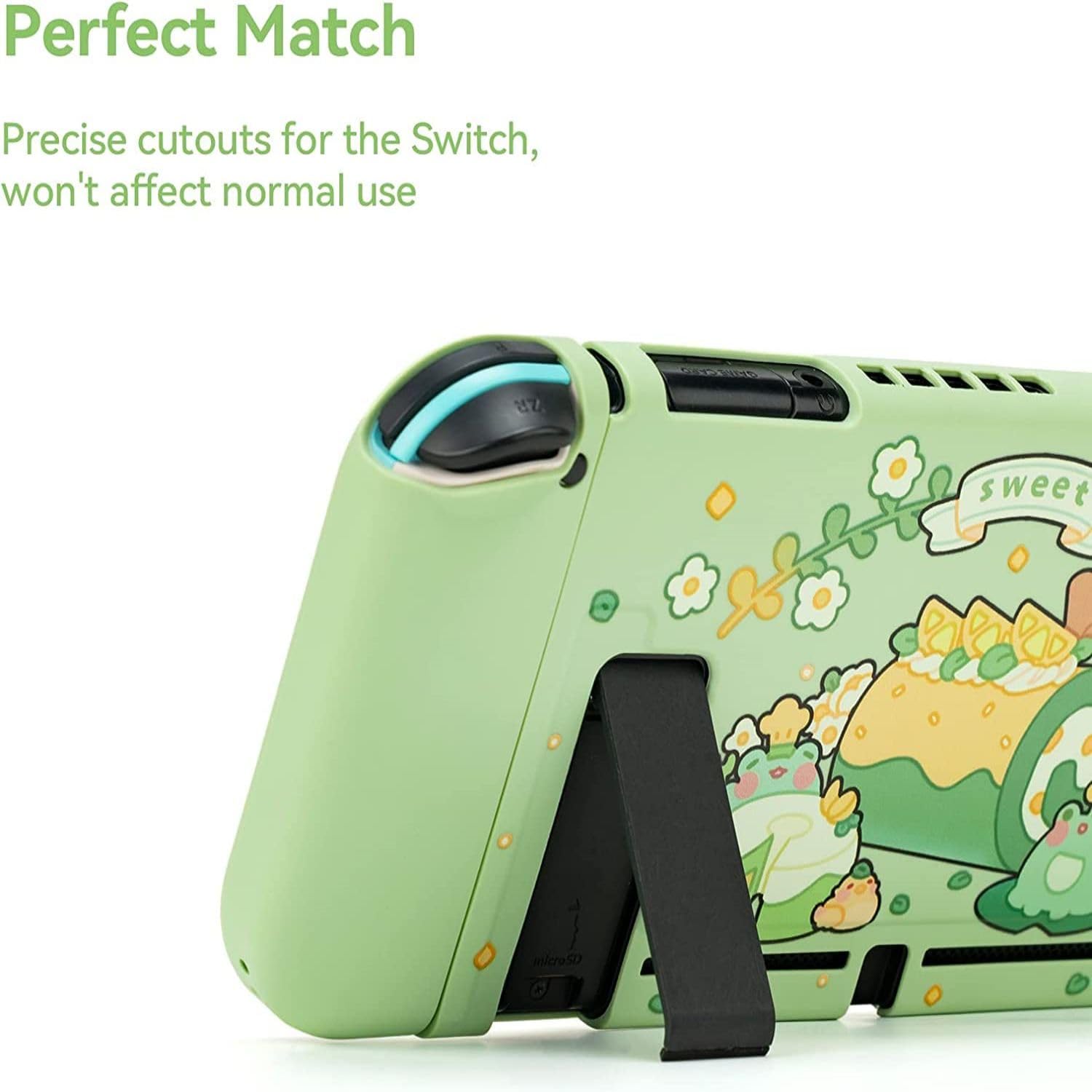 GeekShare Coque de Protection Compatible avec Switch - Coque Fine en TPU Souple Compatible avec Switch Console et Joy Con - Matcha Froggy