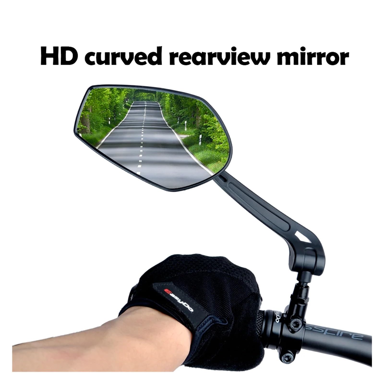 Fahrradspiegel Fahrrad Rückspiegel Lenker Drehen Radfahren Rückansicht HD Reflector Zubehör(Black One Set)
