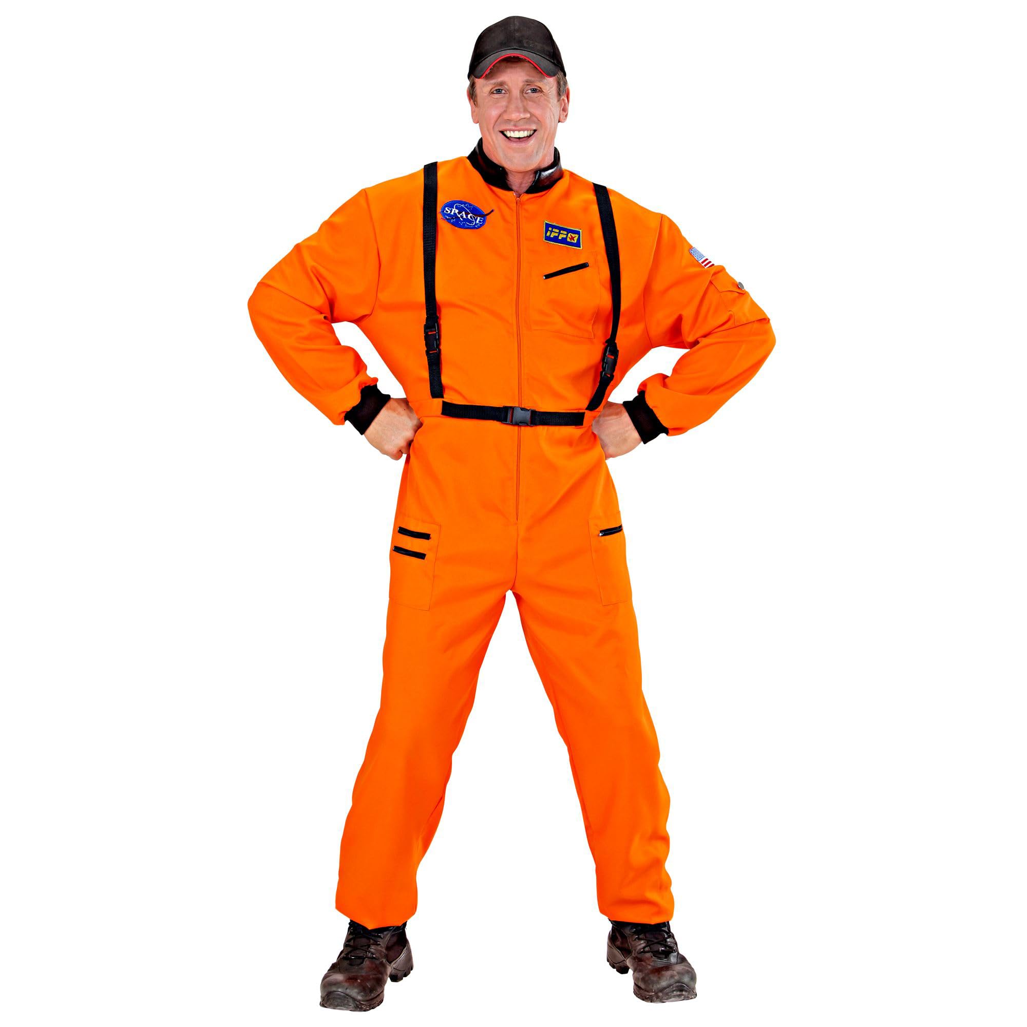 W WIDMANN MILANO Party Fashion - Men's Astronaut Space Suit, Carnival, Theme Parties, Size XL, Orange