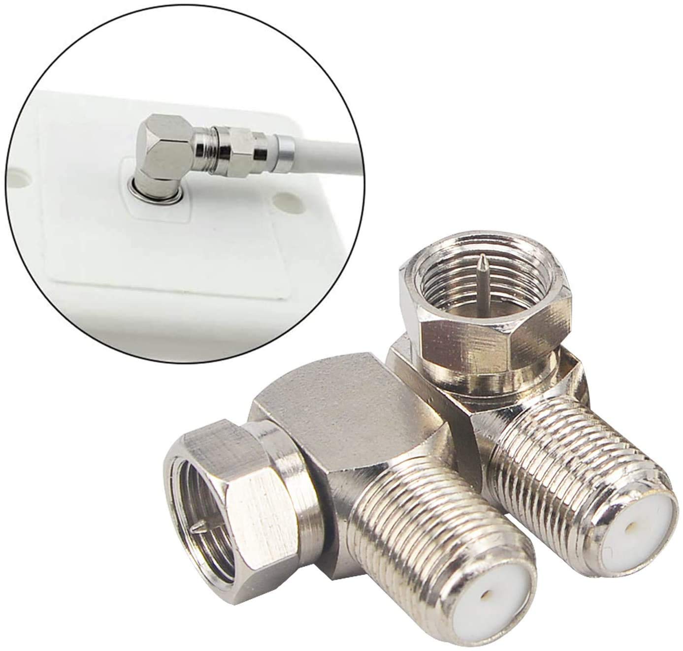 Antenna TV ad angolo retto Tipo F Adattatore RG6 satellitare a 90 gradi F Da spina a presa Antenna TV Maschio a Femmina Accoppiatore coassiale per satellite SKY Virgin, TV a parete 5 pezzi