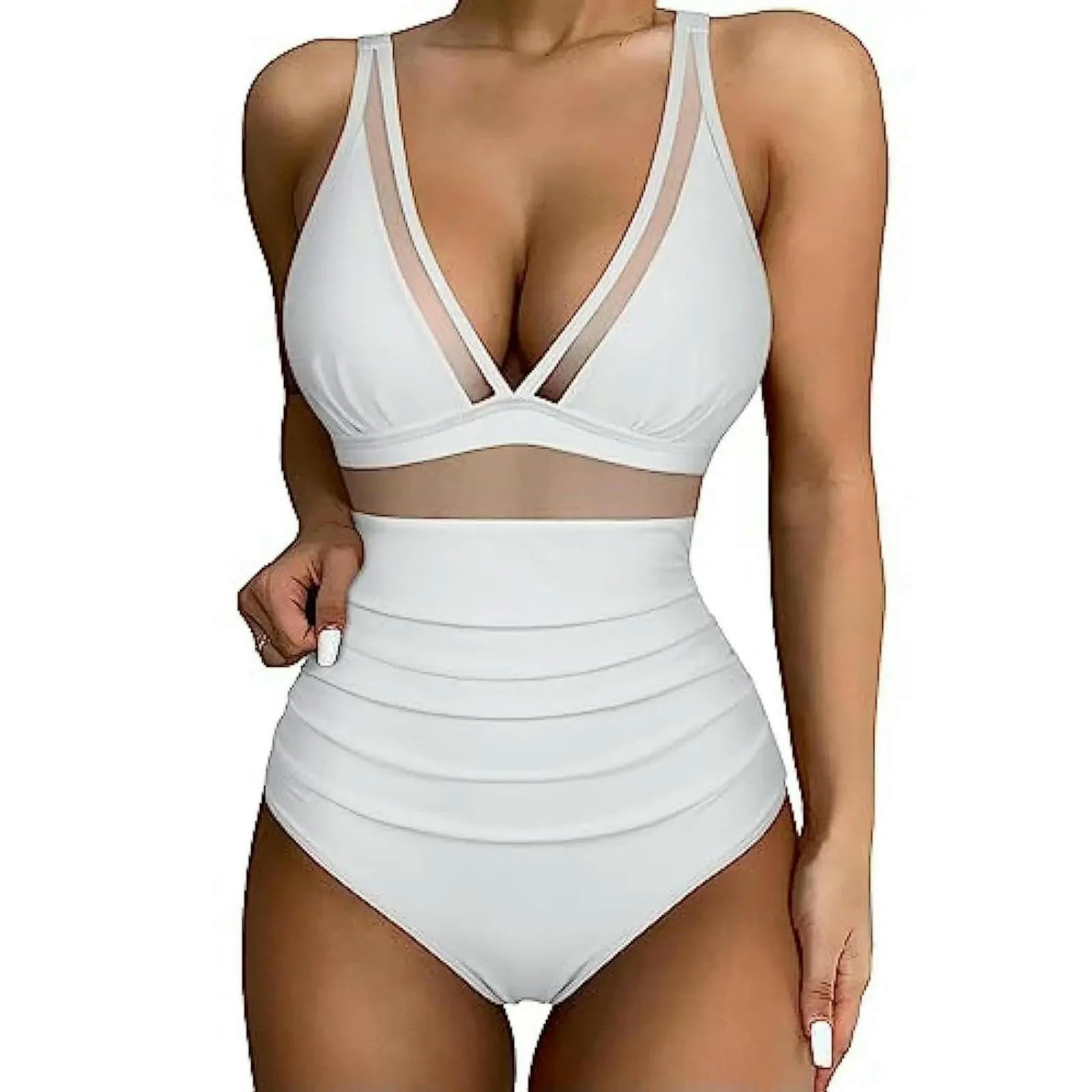Maillot de bain col V plongeant idéal pour vos vacances à la plage et piscine