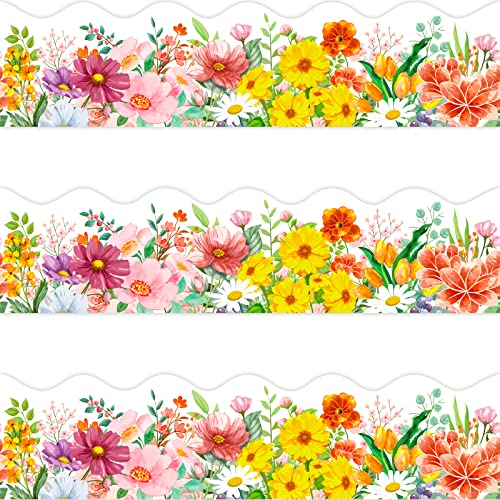72 Feet Watercolor Flower Die-Cut Bulletin Board Borders For Spring Summer Classroom Decoration (Flower) #TOP1