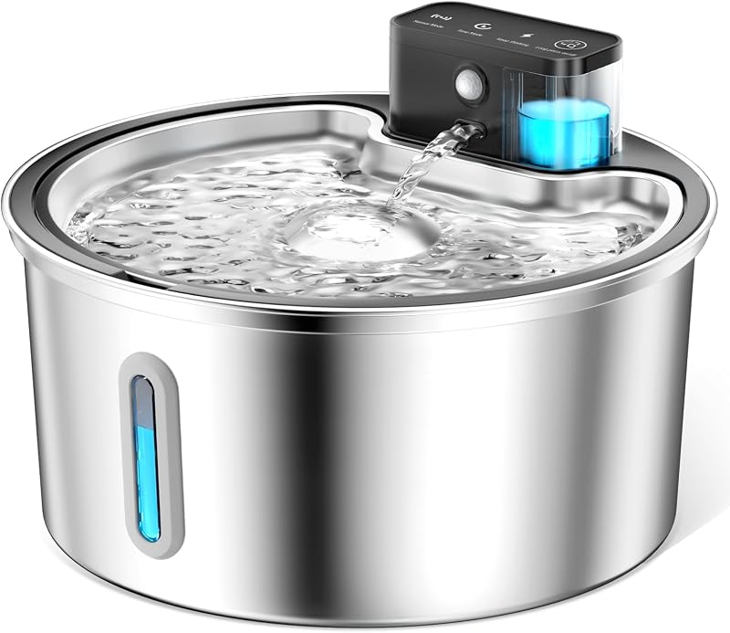 PawPoll Macska Ivófontána Mozgásérzékelővel, Vezeték Nélküli, 3.2L Rozsdamentes Acél - Stainless steel