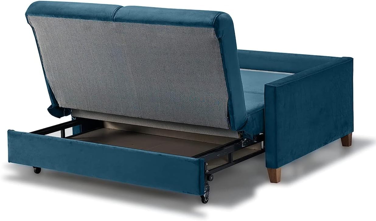 EVERGREENWEB - Divano Letto 2 Posti Matrimoniale L165xP110xA90 con Box Contenitore, Struttura Pieghevole Imbottita Tessuto Tortora, Schienale a Doppio Cuscino, Sofà con Chaise Longue Estraibile MARGOT