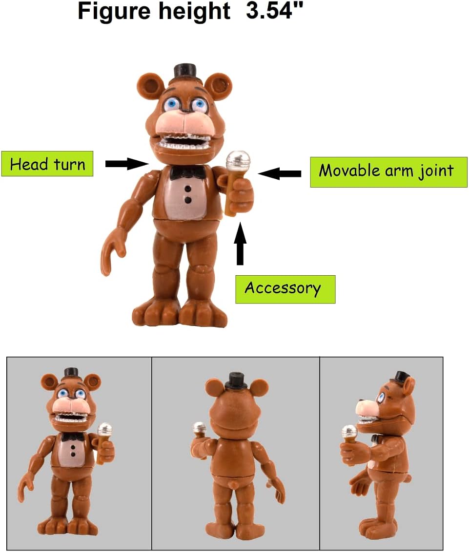 NA Toysvill FNAF Action Figures (Set of 6 pcs) | Inspired by Five Nights at Freddy’s Toys Figurines Set, Cake Toppers, Party Set, Collectible Toys for Kids, Height About 4 inches