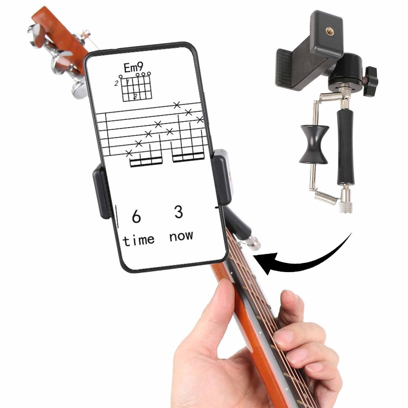 Gitarren Schiebecapo mit Handyhalterung, Smartphone Gitarren Capo, Rollcapo Clip