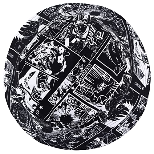 Roffatide Anime One Piece Bucket Hat Graffiti Luffy Fishing Bucket Hat Hip-Hop Foldable Cotton Sun Hat For Boys Girls #TOP4