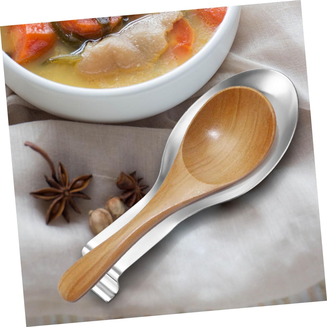 KICHOUSE 6pcs Stainless Steel Spoon Rest Tray Desktop Spoon Stainless Steel Rest Delicate Scoop Holder Household Holder