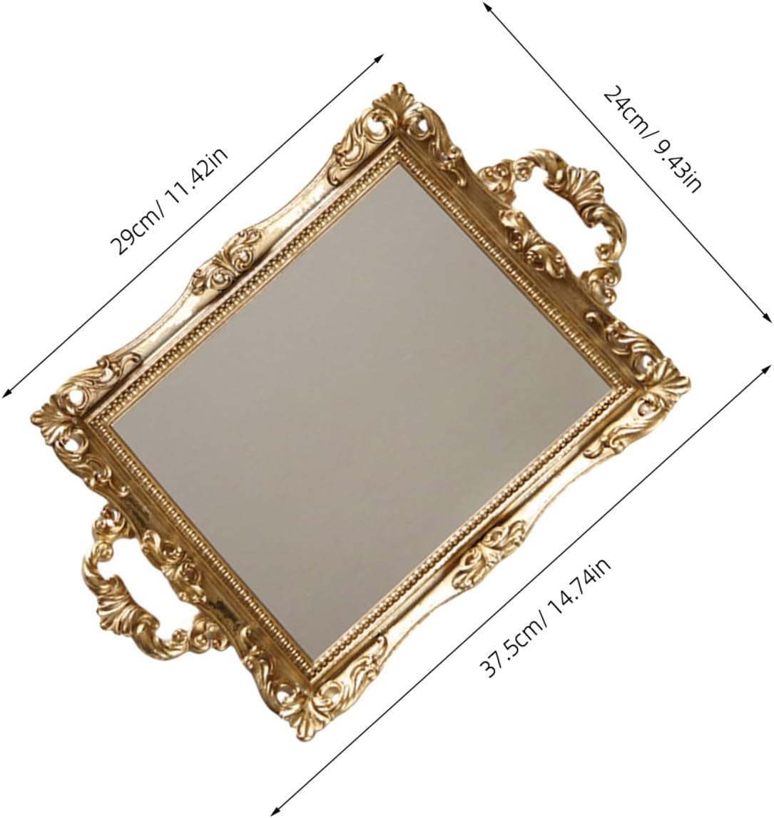 Gold Mirror Tray Decorative Serving Tray for Wedding Home Office (Tiered Tray Decor)