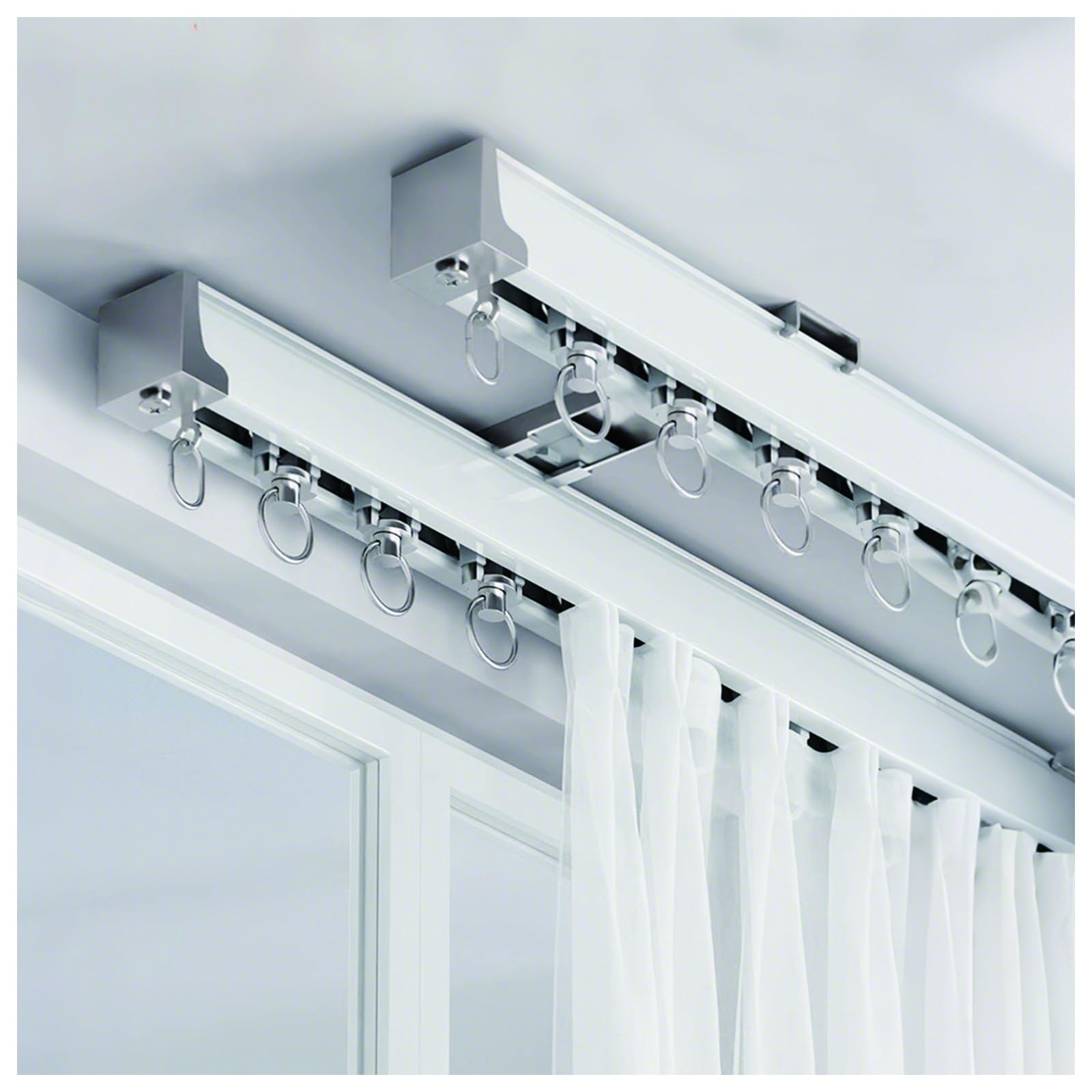 Rieles de techo para cortinas en salones modernos y separador de ambientes blanco 380cm