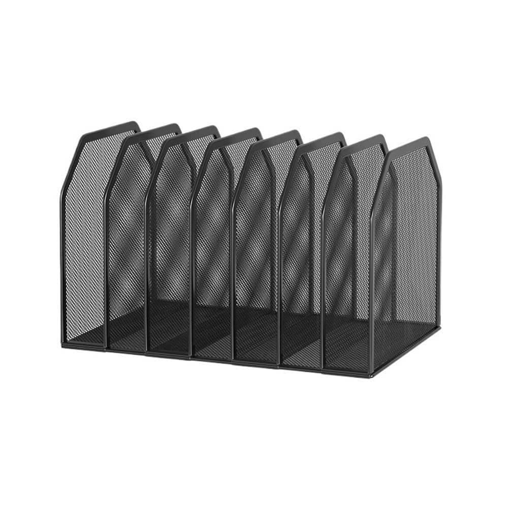 J9V4G6S3B5 Desktop File Rack Section Vertical Desktop Organizer, Mesh File Folder Stand Sorter for Office Home(Large)