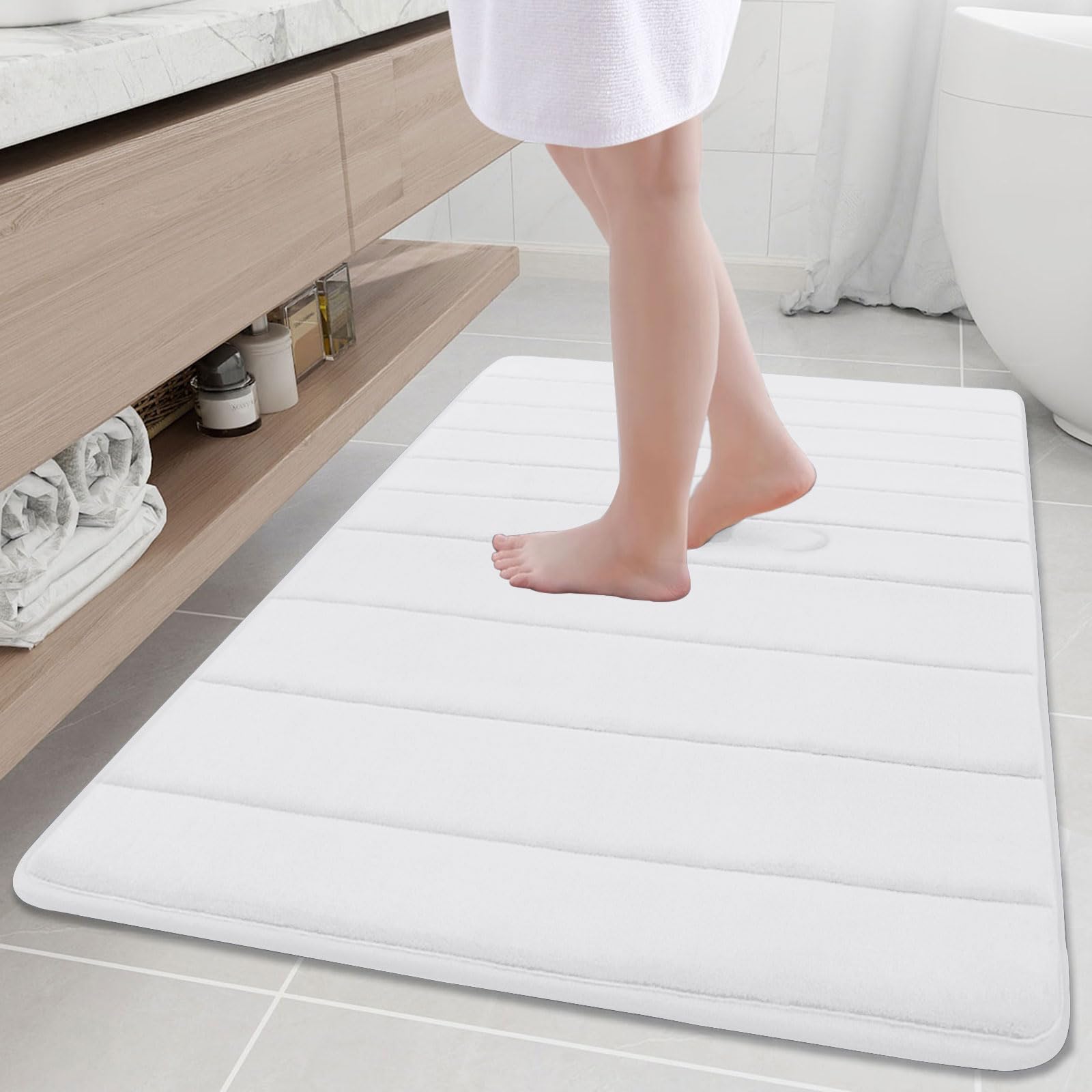 Buganda Memory Foam Bath Mat, 40" x 32", Ultra Soft and Non-Slip Bathroom Rugs, Water Absorbent and Machine Washable Bath Rug Runner for Bathroom,