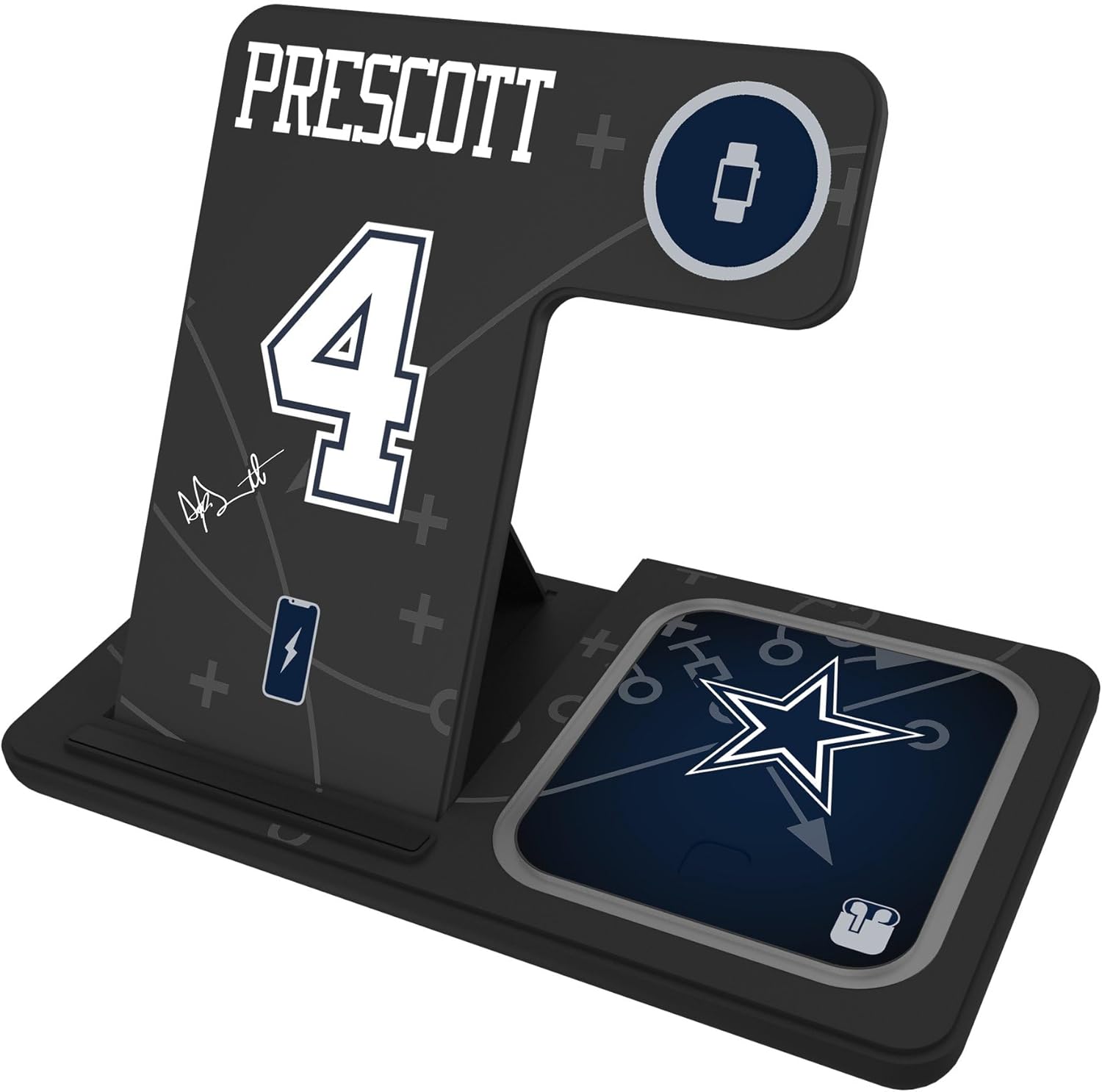 Keyscaper Dak Prescott Dallas Cowboys Ready 3-in-1 Charging Station