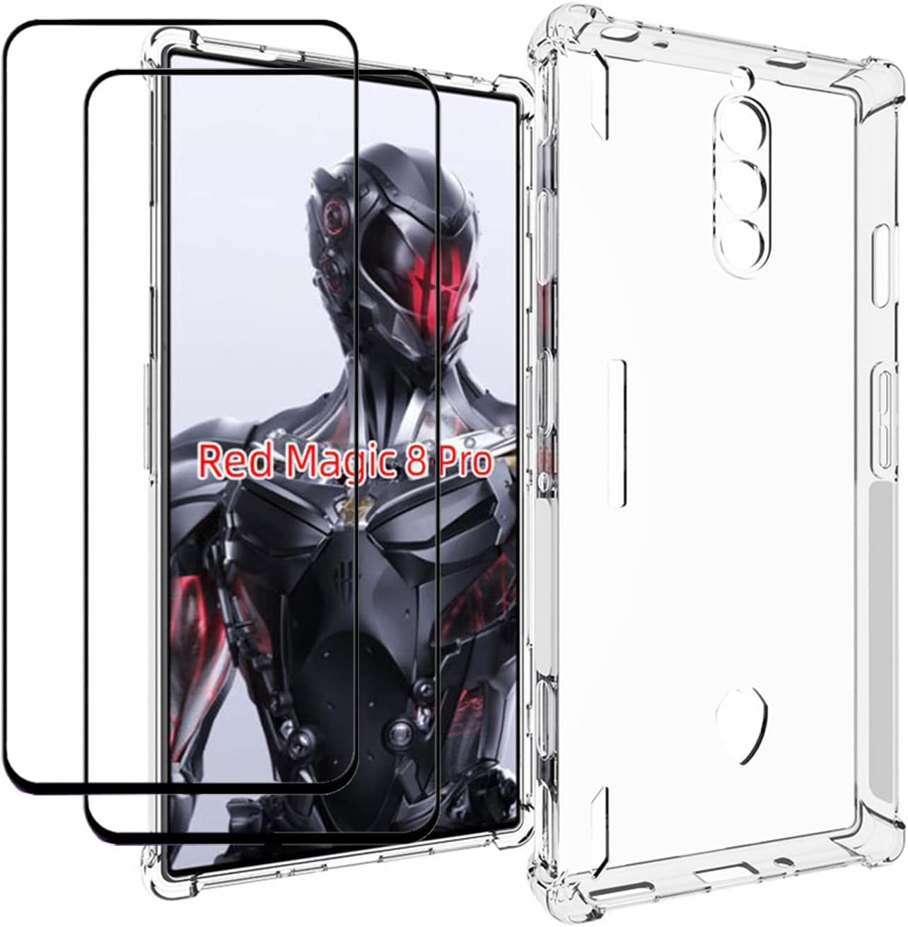 Case for ZTE nubia Red Magic 8 Pro/Red Magic 8 Pro Plus/Red Magic 8S Pro/Red Magic 8S Pro Plus Case Cover + Screen Protector (2 Pieces)