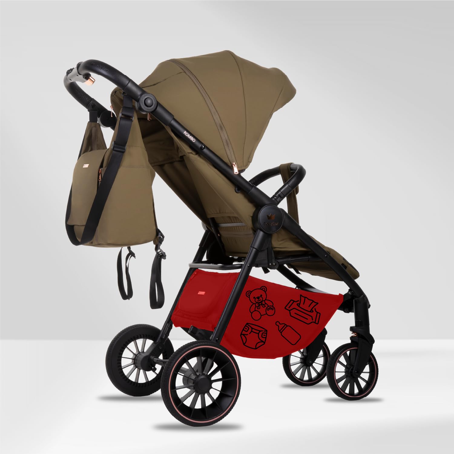 Babylux Passeggino Leggero da Viaggio ROMBO con Funzione Reclinabile, Onyx | Passeggino Pieghevole, Manubrio Telescopico, Ripiegabile In Modo Compatto, Borsa Per Pannolini E Viaggio E Altri Accessori