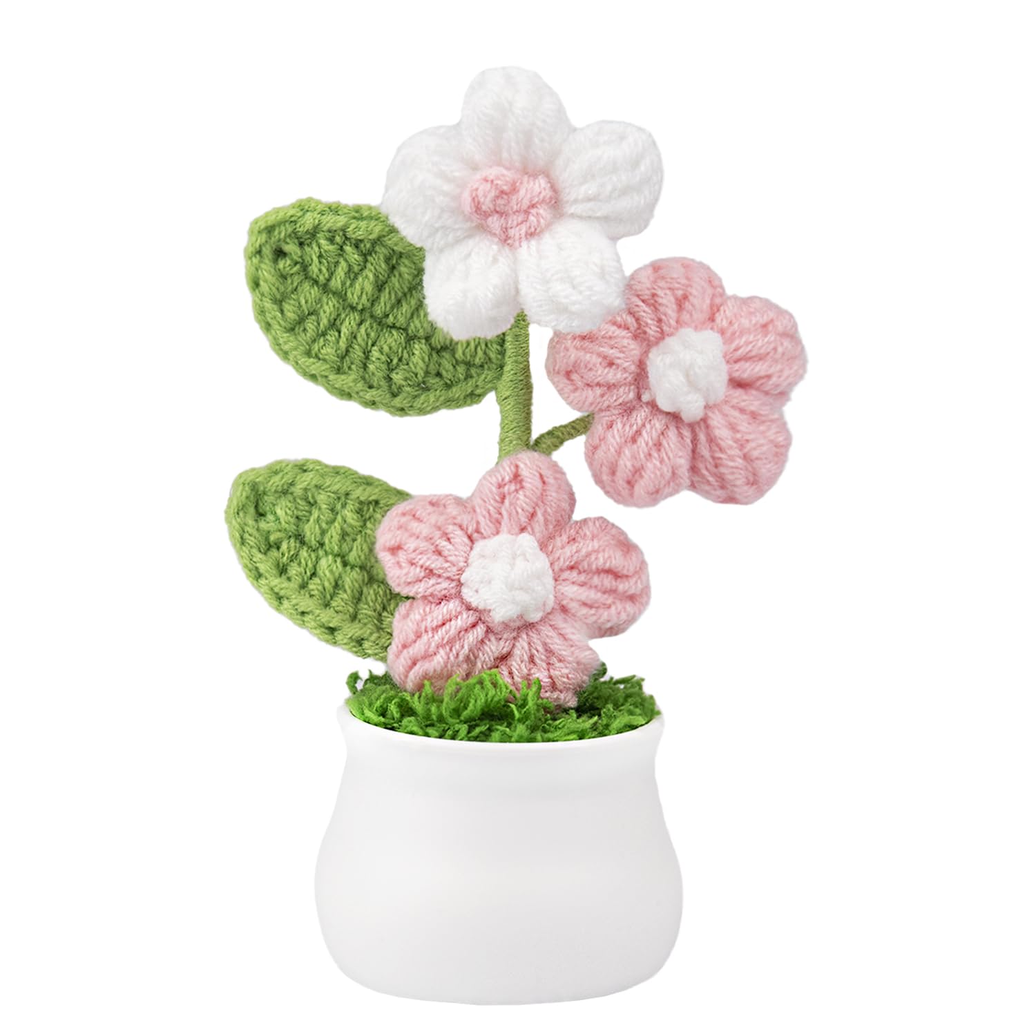 Amazon.com: Knitting Crochet Puff Flowers Potted Plants, Gradient