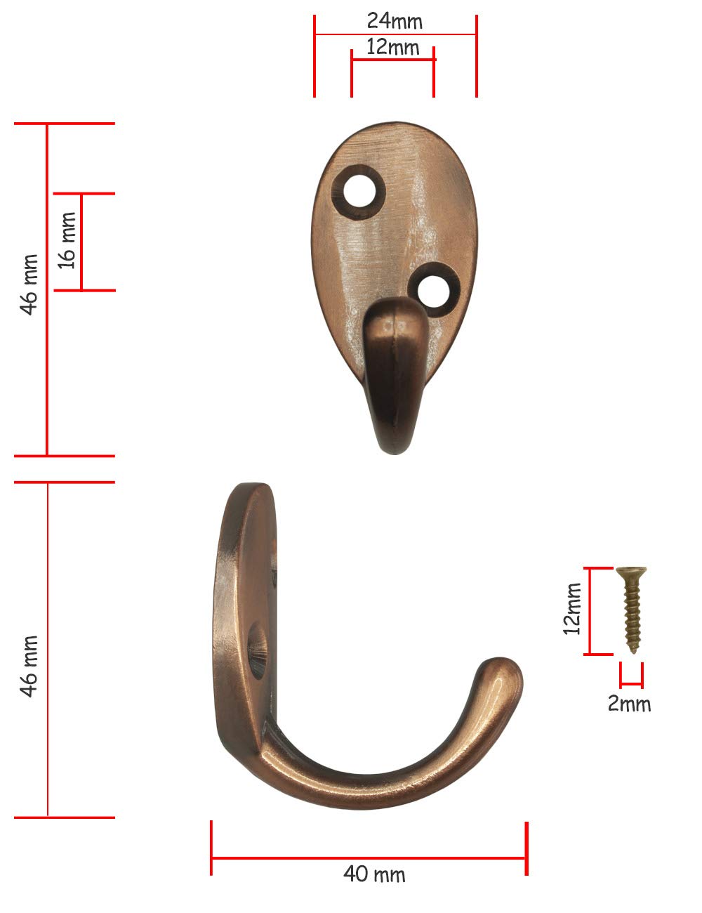 3x Garderoben-Haken | Messing Antik Optik | für Garderoben