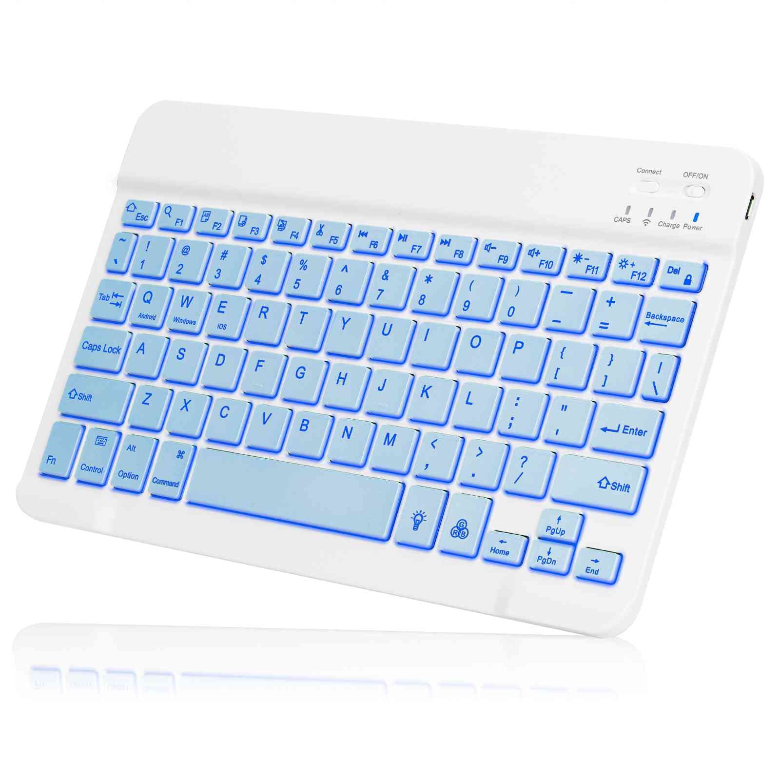 UX030 Lightweight Ergonomic Keyboard with Background RGB Light, Multi Device Slim Rechargeable Keyboard Bluetooth 5.1 and 2.4GHz Stable Connection Keyboard Compatible with Dell Latitude E6540 Laptop