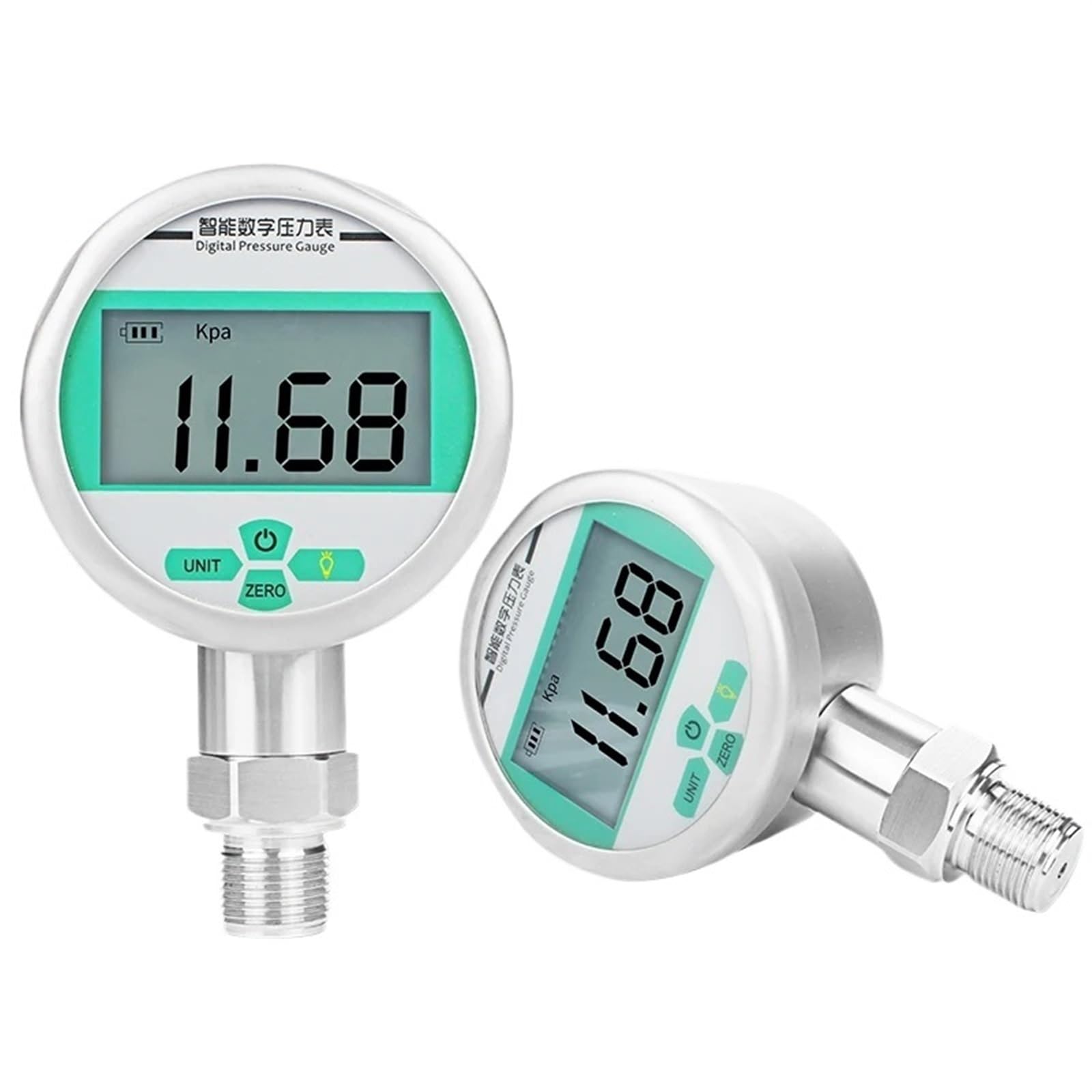 Digital Pressure Gauge 0-60 MPa - Battery Powered, G1/4 Port, Stainless Steel Case
