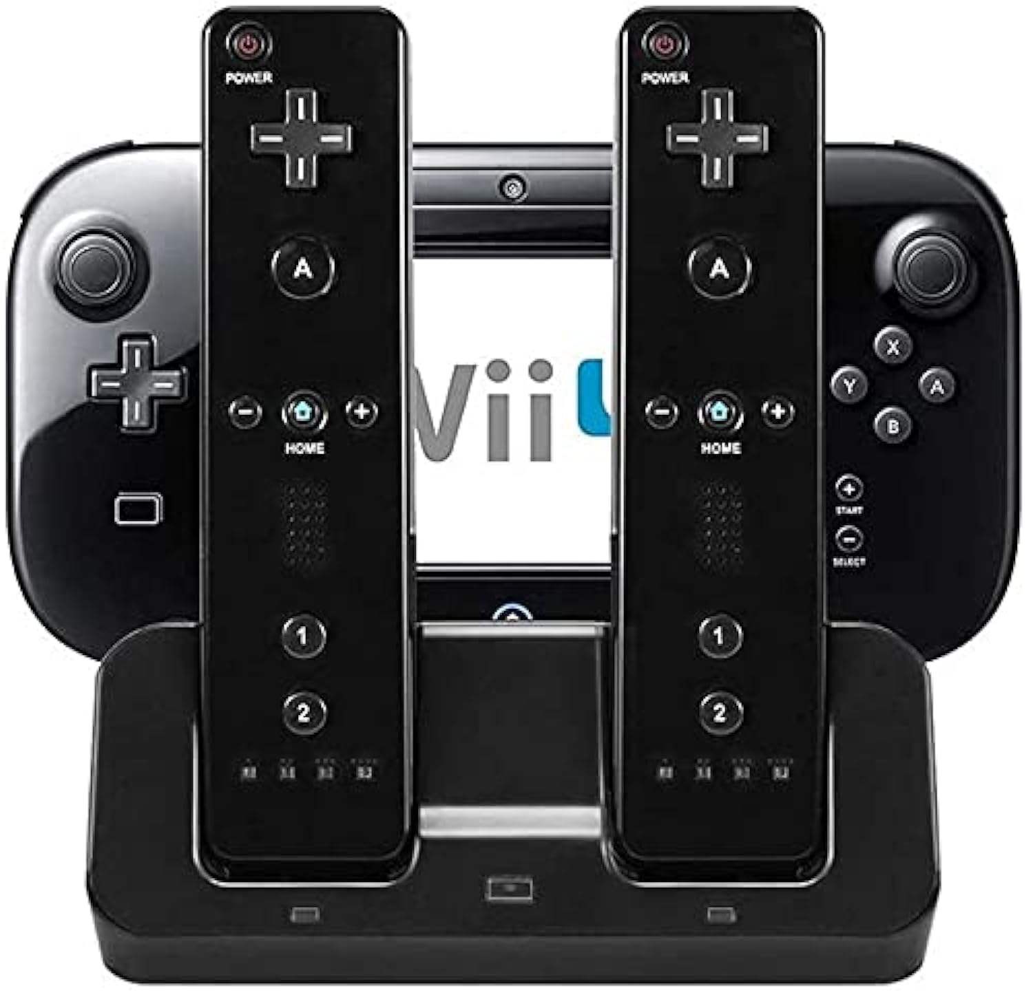 Rzzhgzq 3 in 1 Wii Remote Charger Dock for Wii U Console & Gamepad (Black)