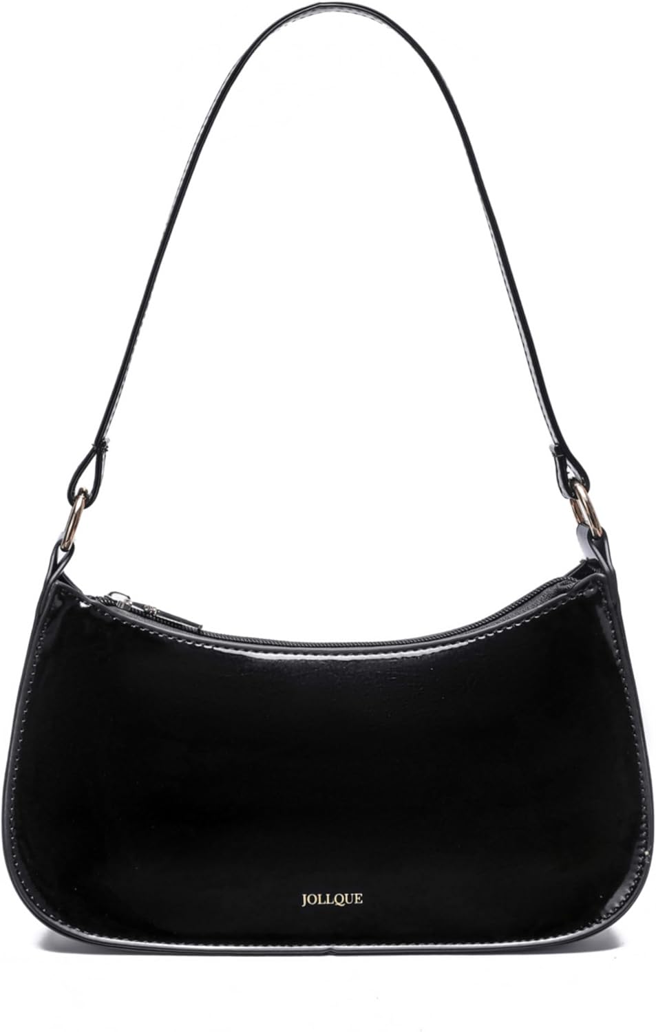 JOLLQUE Shoulder Bag for Women,Small Under the Arm Purse Patent Leather Purses, Mini Clutch Purse,Unique Trendy Zipper Bag