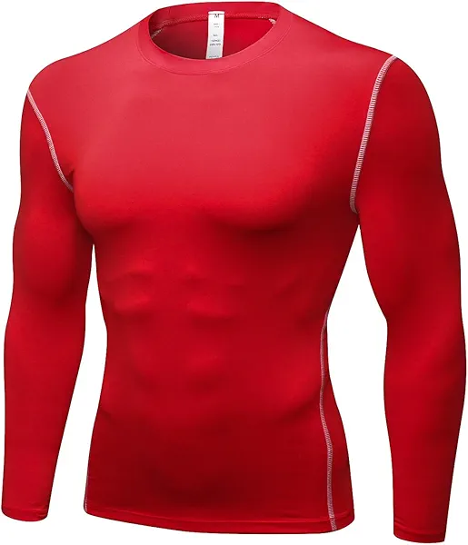 Men's Compression Long Sleeve Shirts, Cool Dry Sport Workout Underwear Shirt Athletic Baselayer Running Tops 1/2 Pack