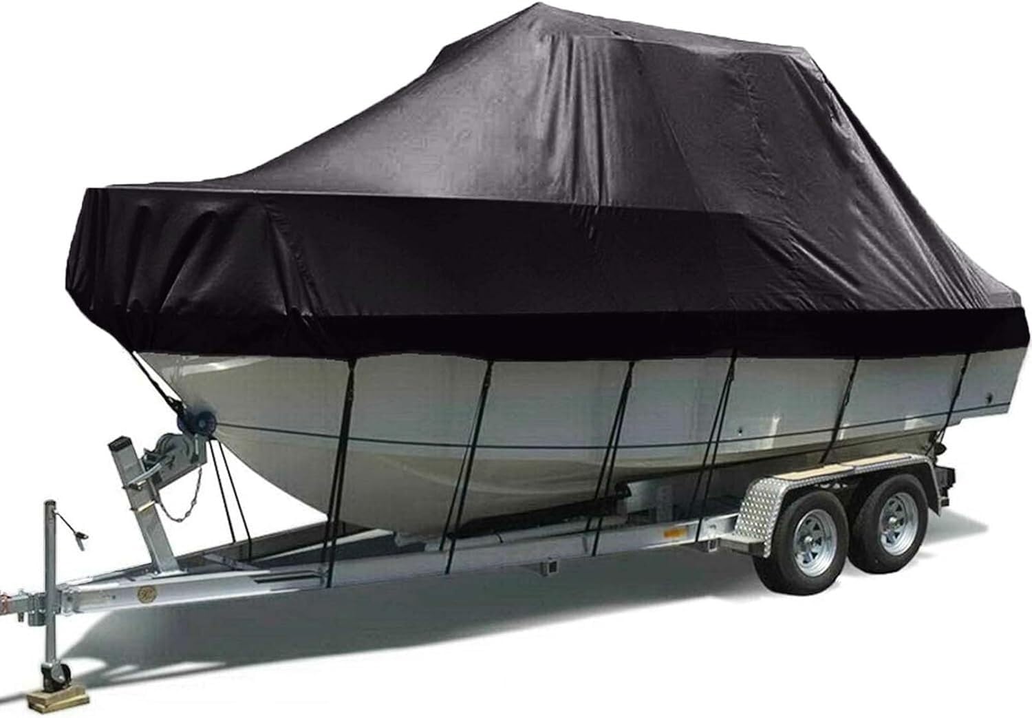 Housse de bateau à coque en V, semi-personnalisée 3 couches en polyester 600D imperméable résistant aux intempéries renforcé aux points de contrainte, 4,2 à 4,8 m de long x 2,28 m de Housse de bateau à coque en V, semi-personnalisée 3 couches en polyester 600D imperméable résistant aux intempéries renforcé aux points de contrainte, 4,2 à 4,8 m de long x 2,28 m de