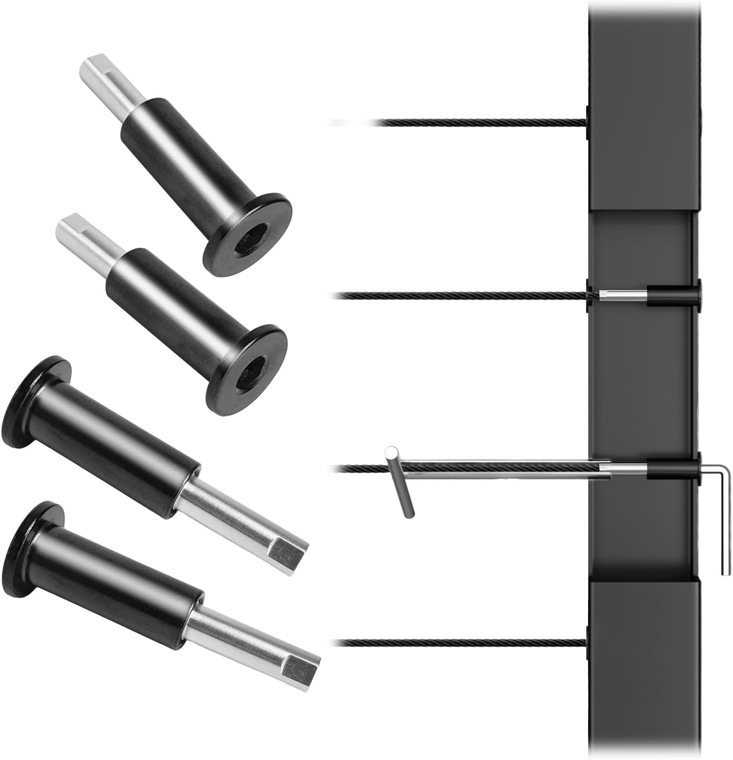 Muzata 10Pack 1/8" Black Invisible Cable Railing Kit Upgraded Hand Swage Tensioner T316 Stainless Steel Cable Railing Hardware Compeletly Hidden for 2"x2" Metal Deck Post CB40