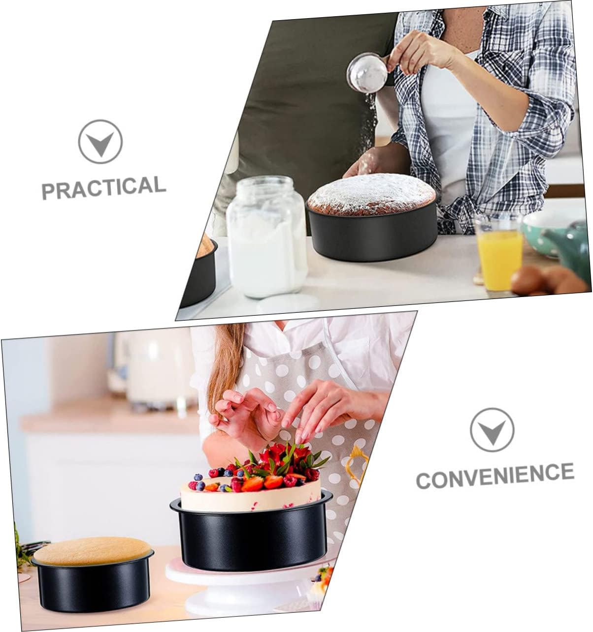 Zerodeko 5pcs Round Cake Mousse Pan Food-grade Aluminium Alloy Baking Molds Non-stick Round Cake Pans for Home Baking and Desserts