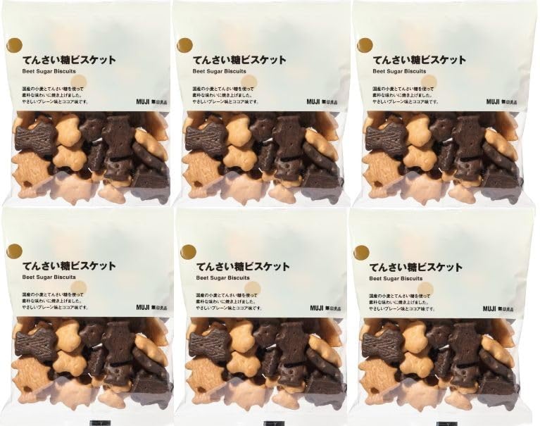 【51%OFF】【680円】 無印良品 国産小麦 てんさい糖ビスケット プレーン味とココア味 6袋