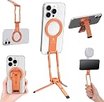 K&F CONCEPT Support de trépied de téléphone magnétique, trépied pliable pour téléphone Mini Support de téléphone portable trépied avec aimants à double side, 7mm Mince 59g Voyage Tripod Compatible avec iPhone 17-12 Series PT02