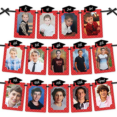 Big Dot of Happiness Red Grad - Best is Yet to Come - DIY Red Graduation Party Decor - K-12 School Picture Display - Photo Banner