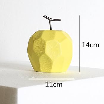 黄色の梨型置物 幾何学デザイン Amazon.co.jp: 樹脂の幾何学的な果物の彫刻 - モダンな幾何学