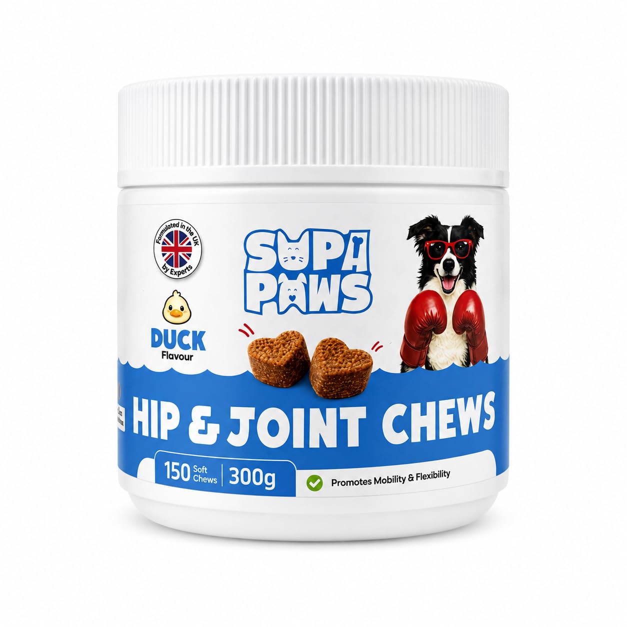 Supa Paws 150 Pcs Glucosamine Joint Chews for Dogs, Hip & Joint With, MSM, Chondroitin, Vitamins C & E, Dog Joint Supplements for Senior Dogs Puppies, Mussels Joints Care Dog Snacks, Duck Flavor