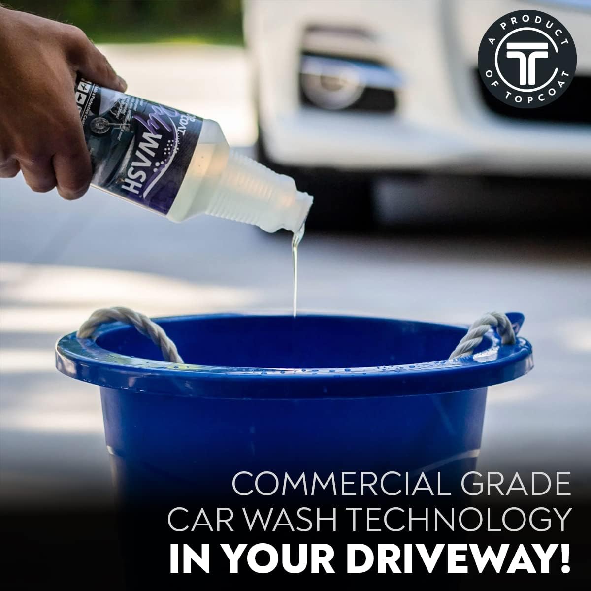 TopCoat PolyWash Concentrated, PH-Neutral Car Wash Soap, Leaves a Hydrophobic Barrier and Prevents Water Spots, Use as Foam Cannon Soap, 16 oz Car Soap Bottle