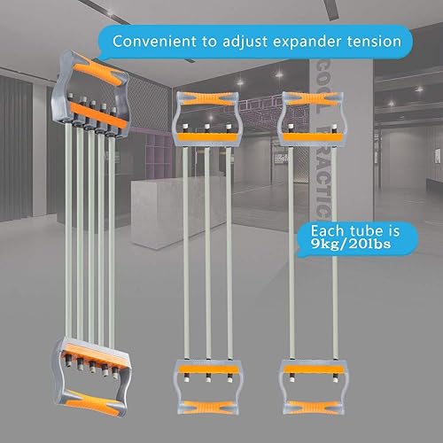 Miniatura 6 de TOCO FREIDO Expansor de pecho  Entrenamiento de brazos, 5 tubos ajustables para entrenamiento de fuerza de brazo, bandas de resistencia para