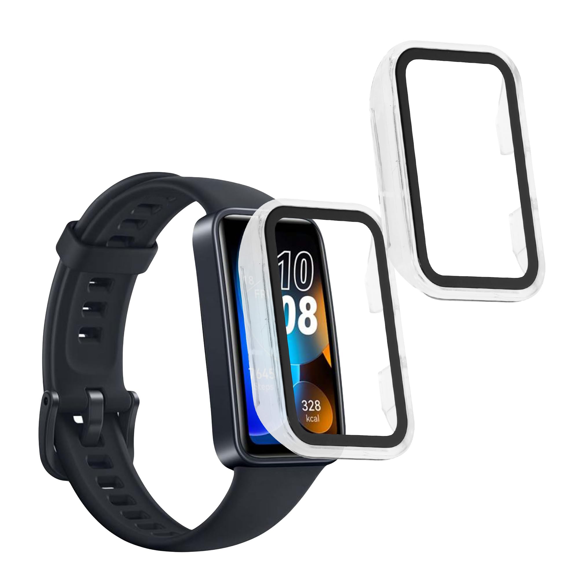 Kwmobile 2x Custodia Rigida Con Vetro Temperato Per Xiaomi Mi Band 10 / Smart Band 10 – Trasparente E Nero