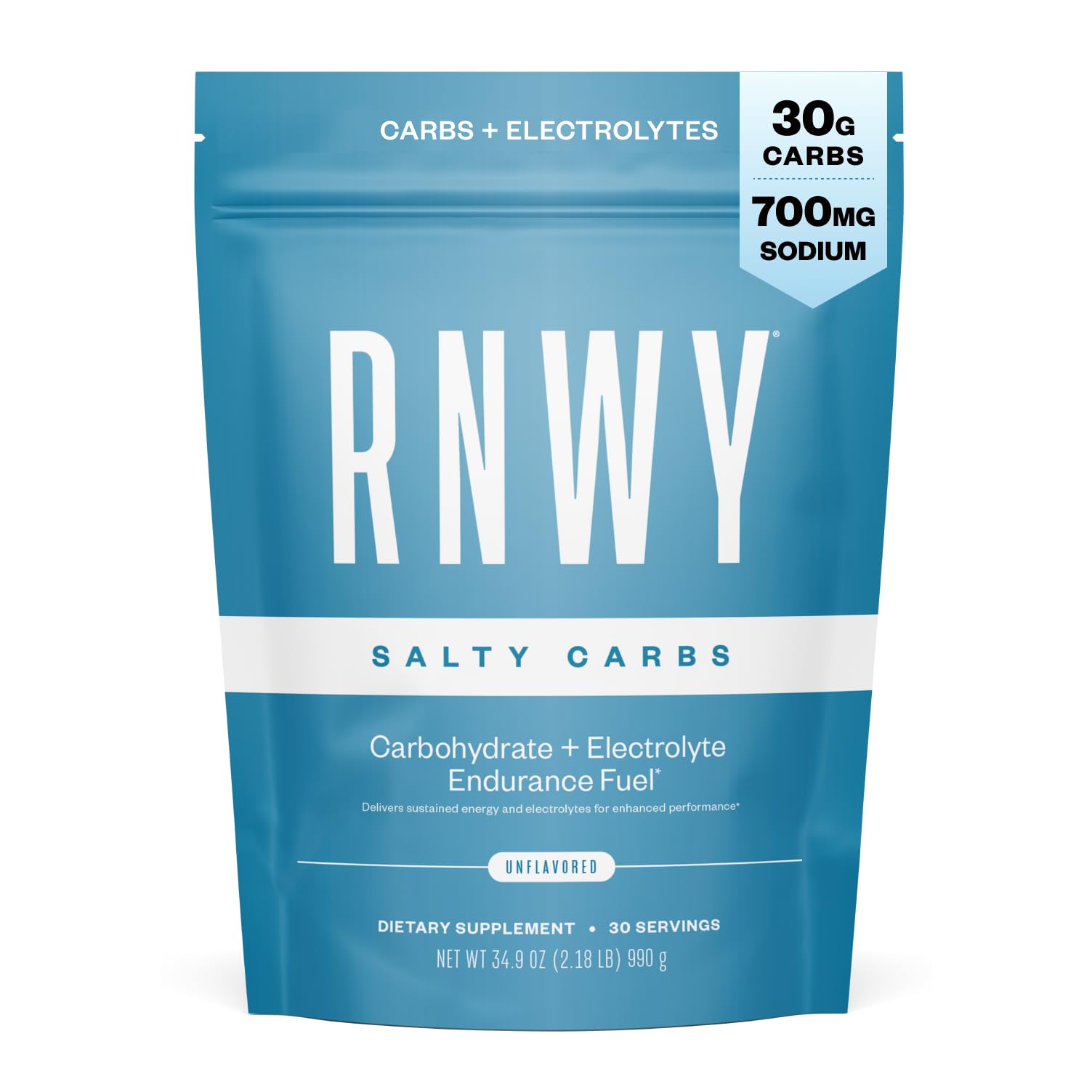RNWY Salty Carbs Electrolyte Drink Mix 30g Dual-Action Carbs + 700mg Sodium, Endurance Fuel for Runs, Rides and Races, Gluten-Free, Dairy-Free, Non-GMO (30 Servings, Raspberry Lemonade) — Amazon image 8
