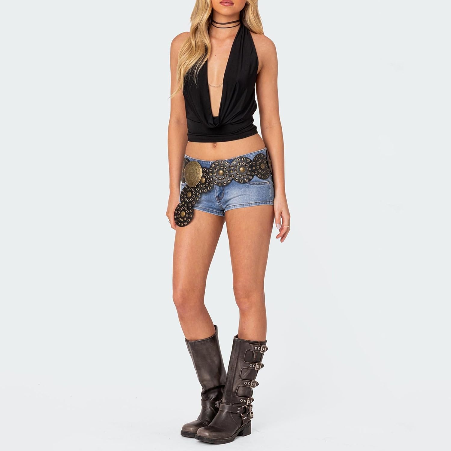 Women Y2K Halter Crop Top Sleeveless Backless Cowl Neck Tank Top Slim Fit Going Out Sexy Top Shirt - Image 3